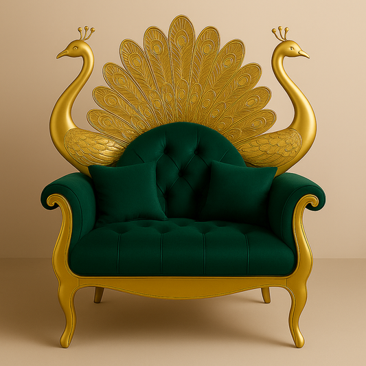 Peacock Darbar Sofa – Regal Armchair Inspired by Divine Splendor