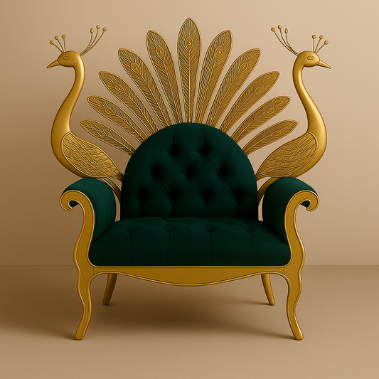 Peacock Darbar Sofa – Regal Armchair Inspired by Divine Splendor