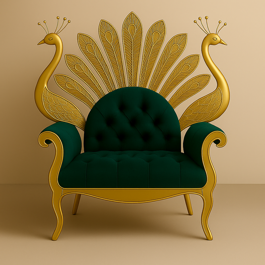 Peacock Darbar Sofa – Regal Armchair Inspired by Divine Splendor