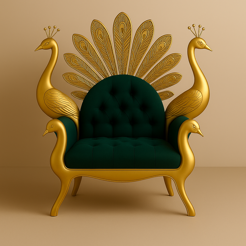 Peacock Darbar Sofa – Regal Armchair Inspired by Divine Splendor