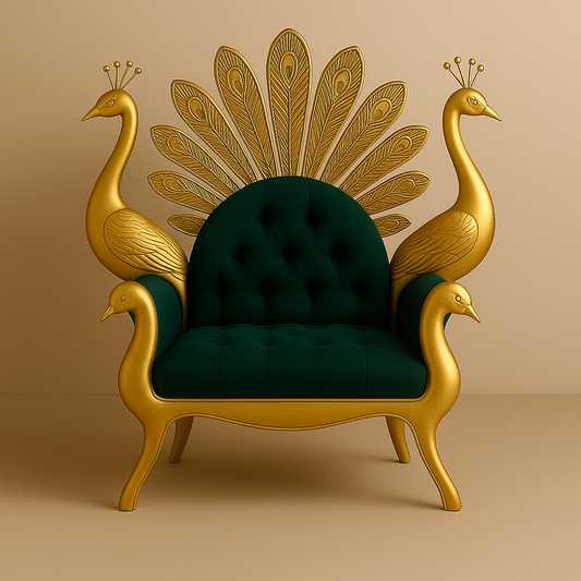 Peacock Darbar Sofa – Regal Armchair Inspired by Divine Splendor