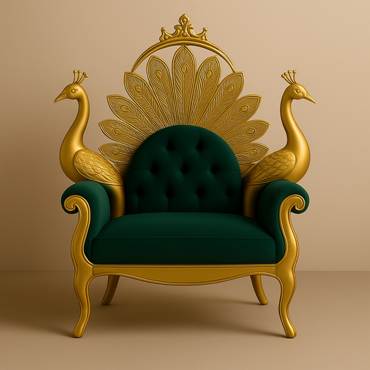 Peacock Darbar Sofa – Regal Armchair Inspired by Divine Splendor