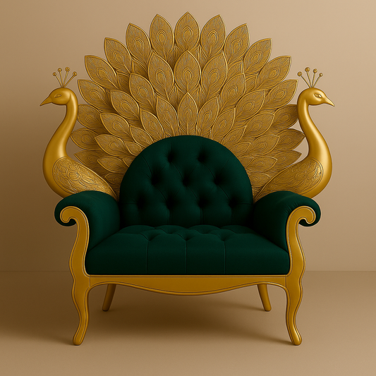 Peacock Darbar Sofa – Regal Armchair Inspired by Divine Splendor