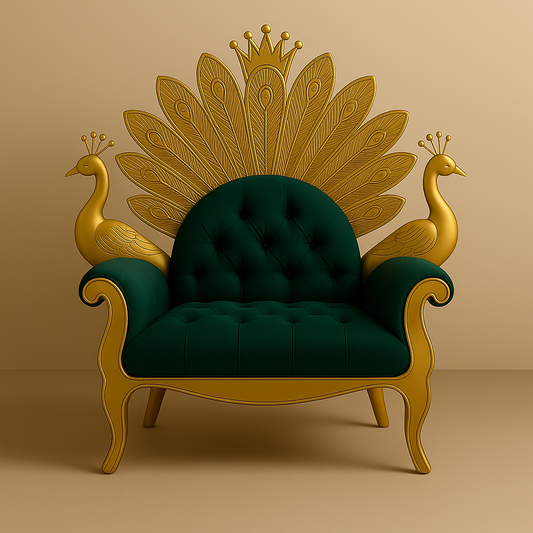 Peacock Darbar Sofa – Regal Armchair Inspired by Divine Splendor