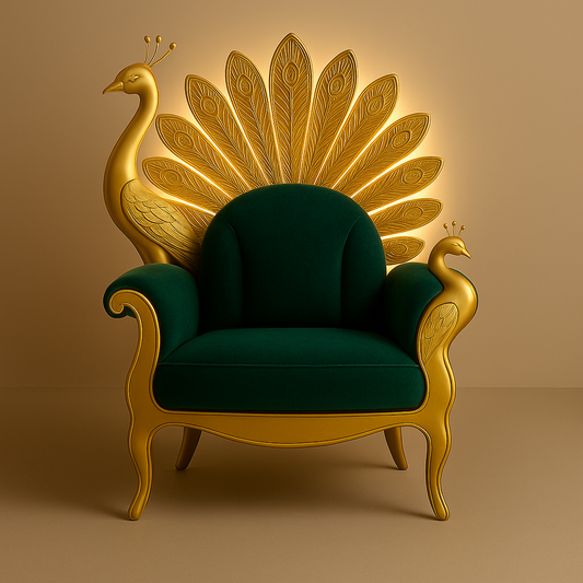 Peacock Darbar Sofa – Regal Armchair Inspired by Divine Splendor