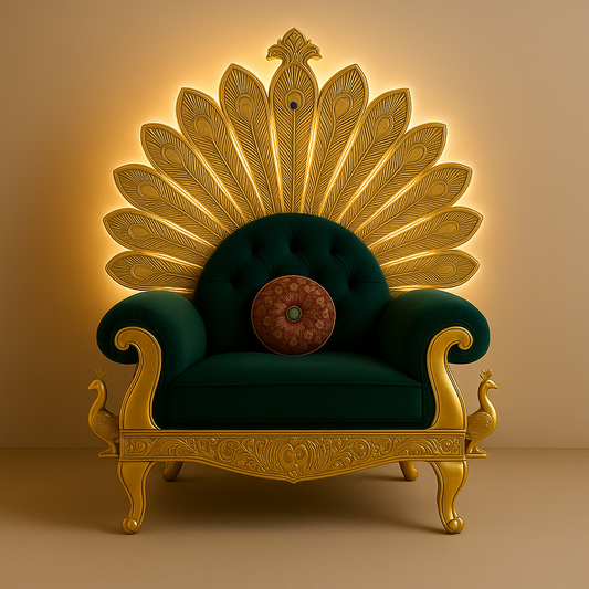 Peacock Darbar Sofa – Regal Armchair Inspired by Divine Splendor
