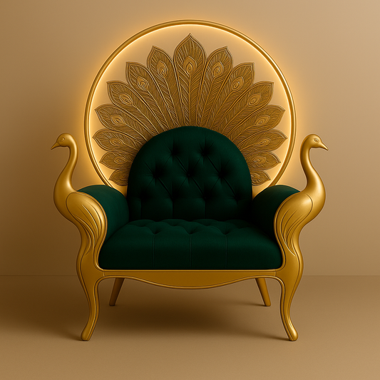 Peacock Darbar Sofa – Regal Armchair Inspired by Divine Splendor