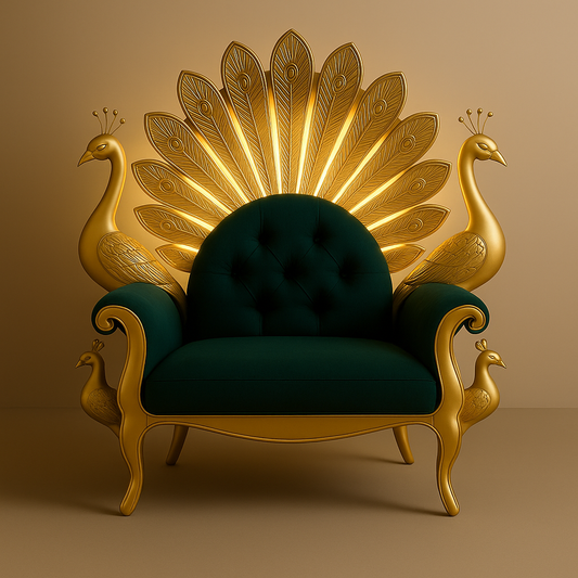 Peacock Darbar Sofa – Regal Armchair Inspired by Divine Splendor