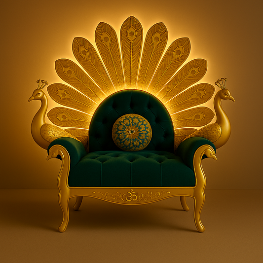 Peacock Darbar Sofa – Regal Armchair Inspired by Divine Splendor