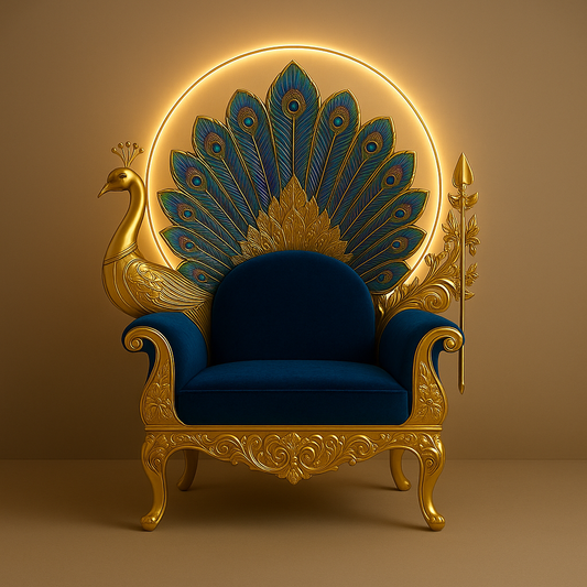Peacock Darbar Sofa – Regal Armchair Inspired by Divine Splendor