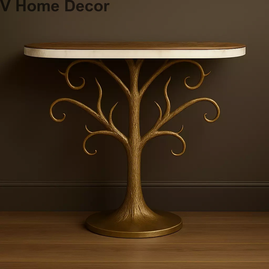 Kalpavriksha Luxury Console Table – Tree of Life Inspired Design with Marble Top