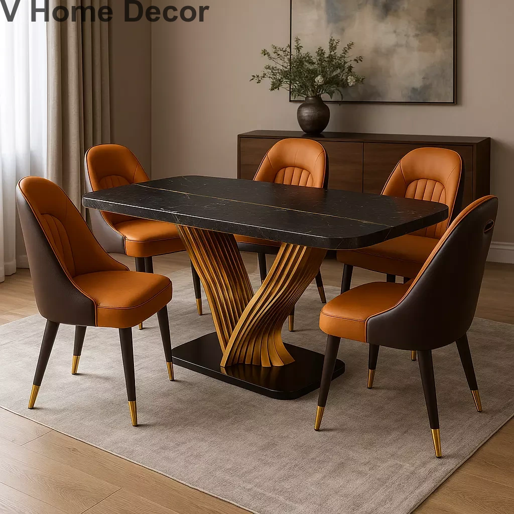 Aether Luxe 6-Seater Dining table Set – Sculpted Luxury for Modern Living