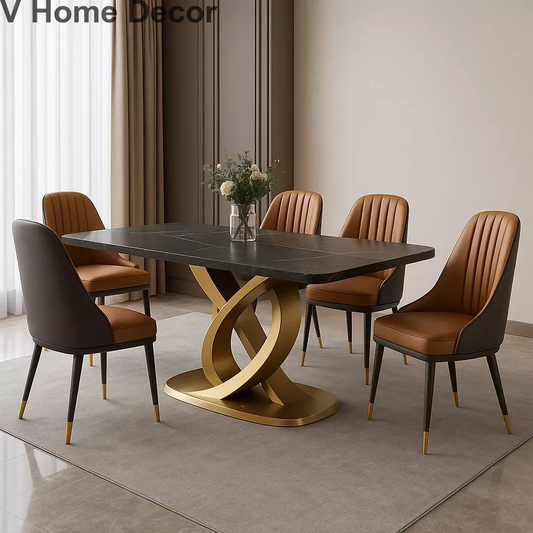 Elysius Curve 6-Seater Dining table Set – A Statement of Sculptural Luxury