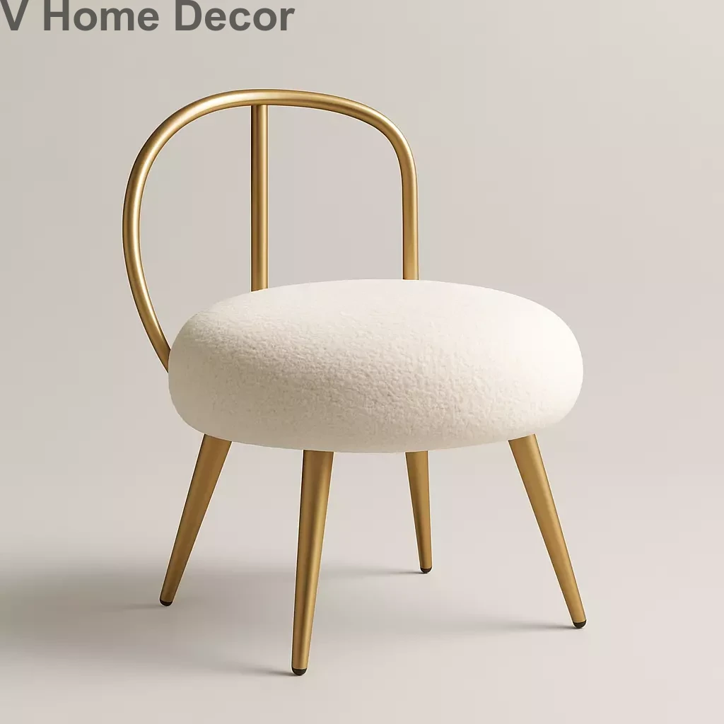 Astra Arc Puff Chair – Modern Bouclé Seat with Gold Frame Elegance