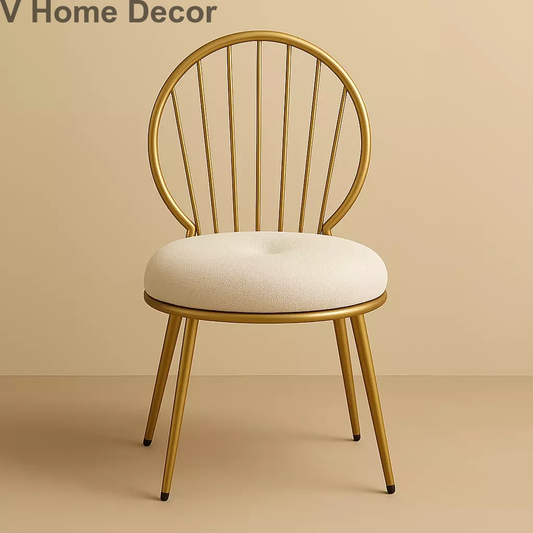 Muse Arc Puff Chair – Gold Metal Vanity Accent Chair with Bouclé Seat | Luxury Puff Seating