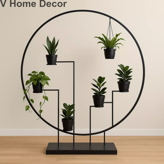 Kshetra Step Orbit Planter – 6 ft Circular Halo Stand with 6 Tiered Pot Holders (5 ft Diameter, 10" Width)