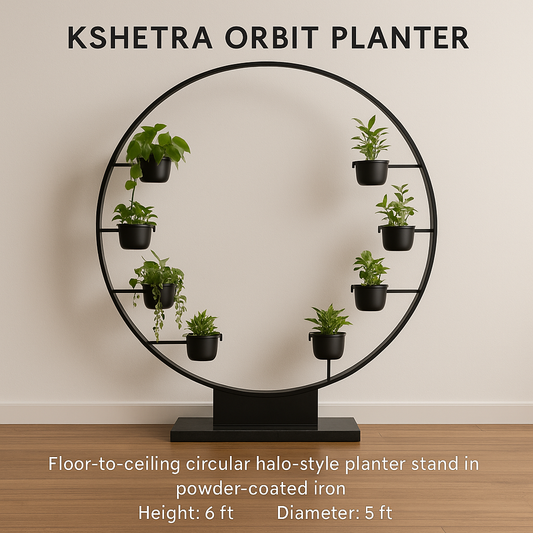 Kshetra Orbit Planter – 6 ft Circular Halo Planter Stand in Powder-Coated Iron