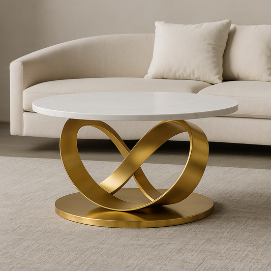 Infinique Gold Center Table – Luxury Marble & Stainless Steel Elegance