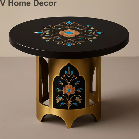 Noor Black Marble Inlay Coffee Table