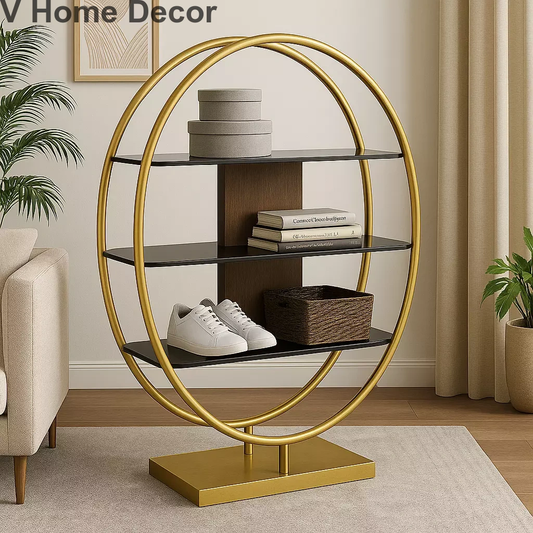 Luxury Gold Stainless Steel Storage Rack – Oval Design (72 x 48 x 14 Inches)