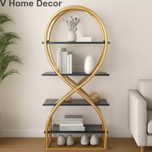 Luxury Gold Infinity Arch Stainless Steel Storage Rack – Modern Display Shelf (72” x 30” x 14”)