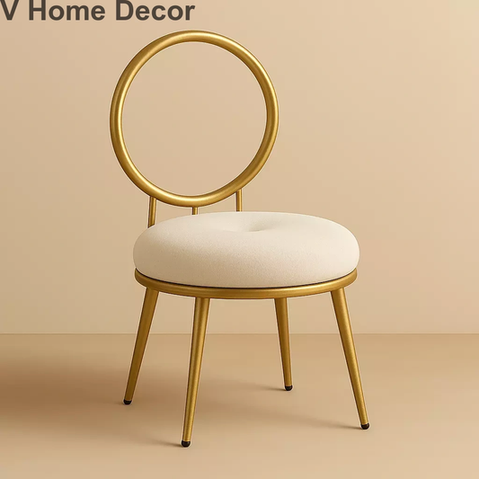 Crescent Loop Puff Chair – Gold Vanity Accent Seating with Tufted Velvet Cushion | Luxury Handmade Chair