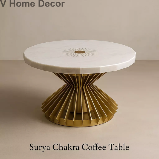  Surya Chakra Coffee Table – Celestial Sculpture in Marble & Metal