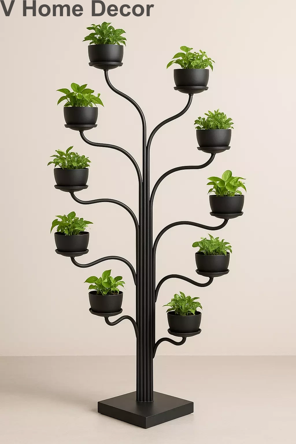 Astra Cascade Planter – 8-Bowl Asymmetrical Iron Sculpture (6 ft)