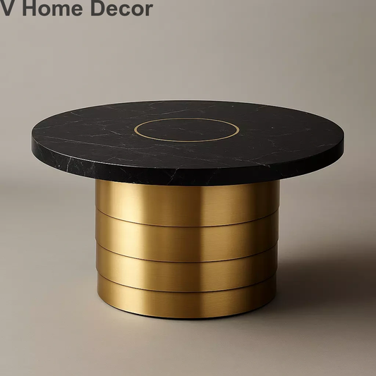 Garbhagriha Coffee Table – Sculptural Sanctum in Gold & Black Marble