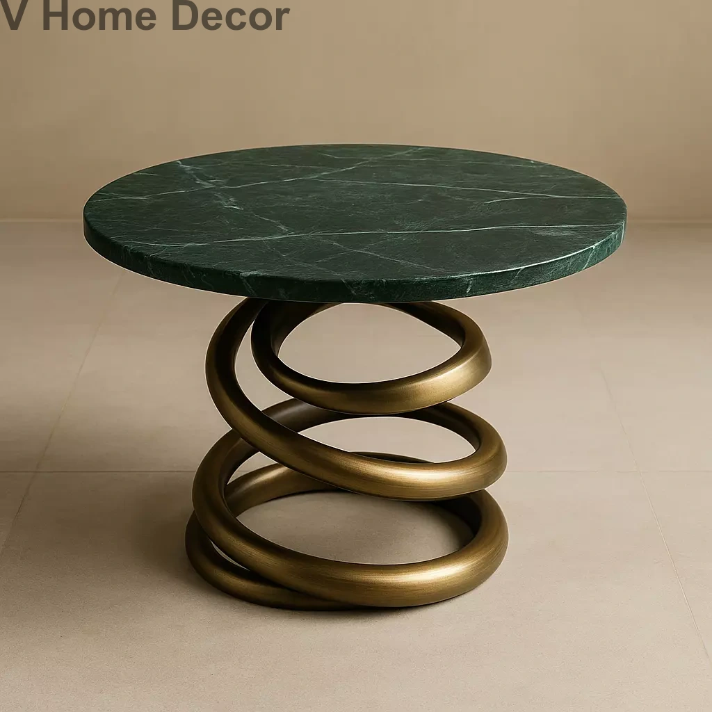 Sheshanaga Coffee Table – The Cosmic Coil in Sculpted Metal & Marble