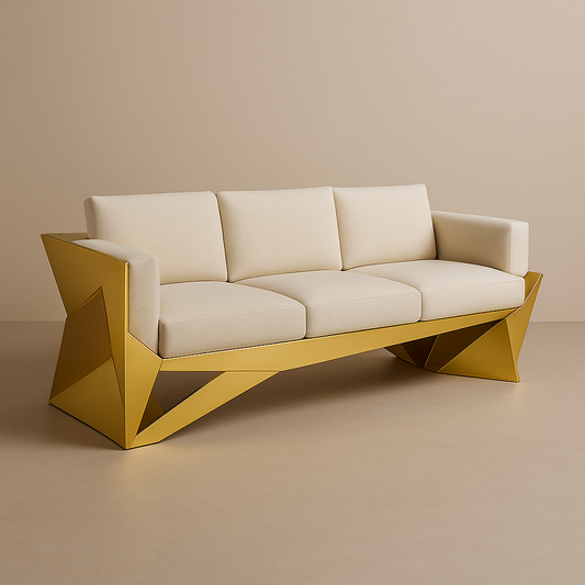 Riftline Gold Color Sofa – Sculptural Luxury in Stainless Steel