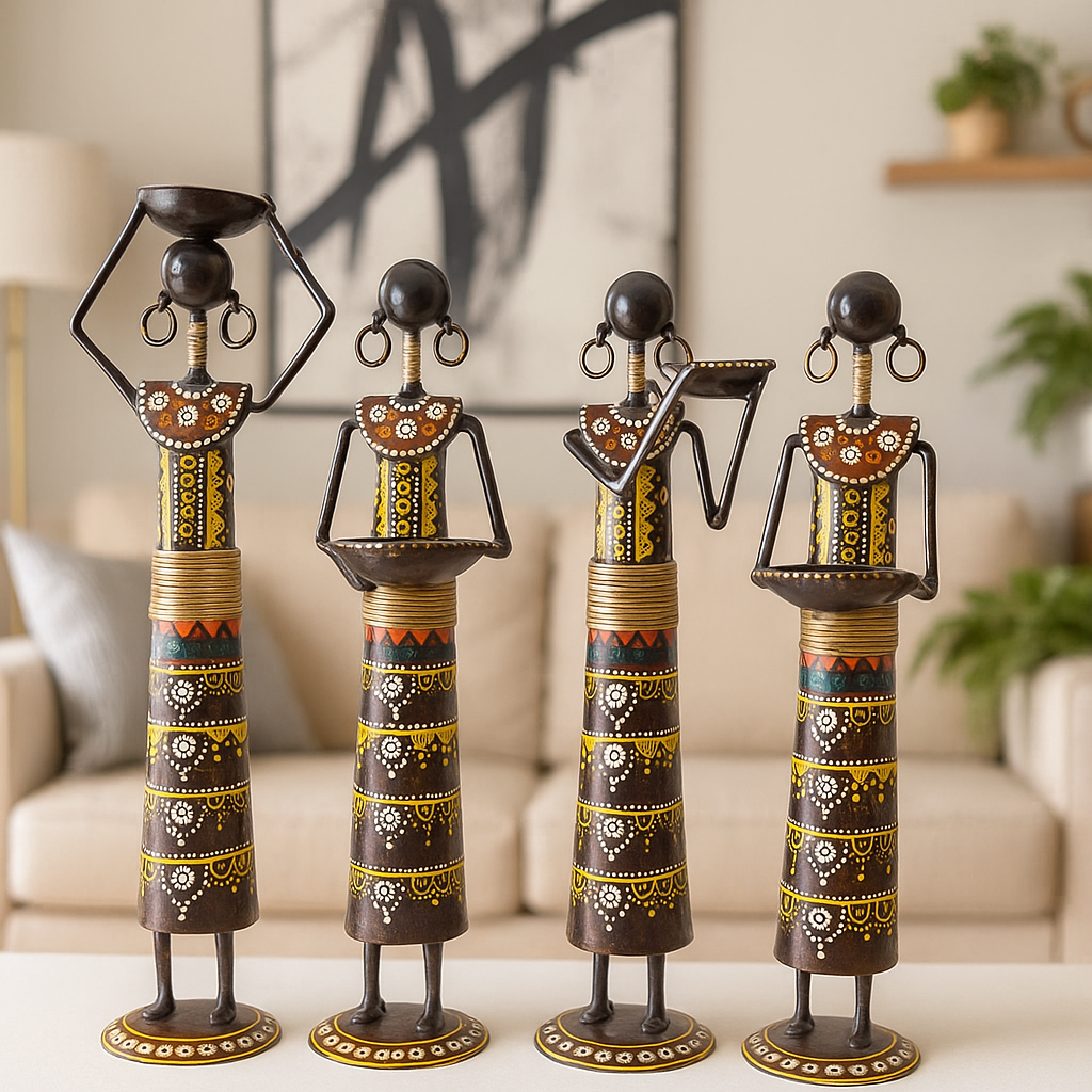 Metal Doll Table Decor Set of 4 Height 12 Inches Iron Powder Coated Rust Free