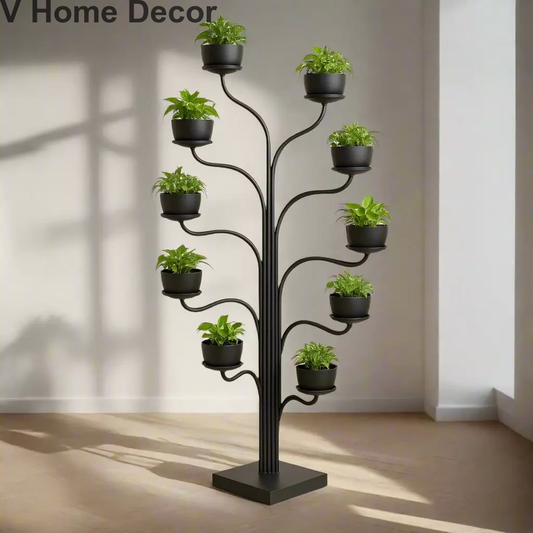 Astra Cascade Planter – 8-Bowl Asymmetrical Iron Sculpture (6 ft)