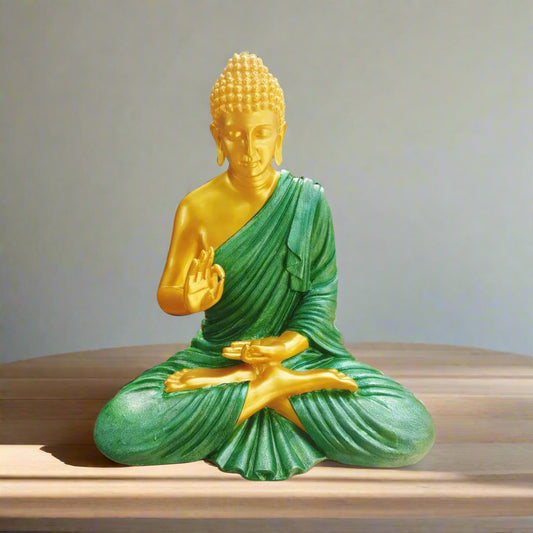 Yellow Green Polyresin Buddha Statue 24*36