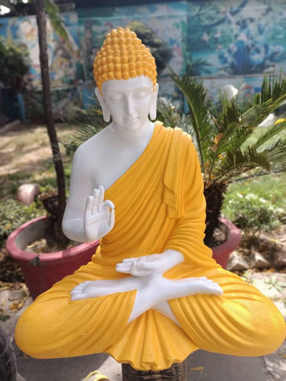 Yellow Polyresin Buddha Statue 24*36