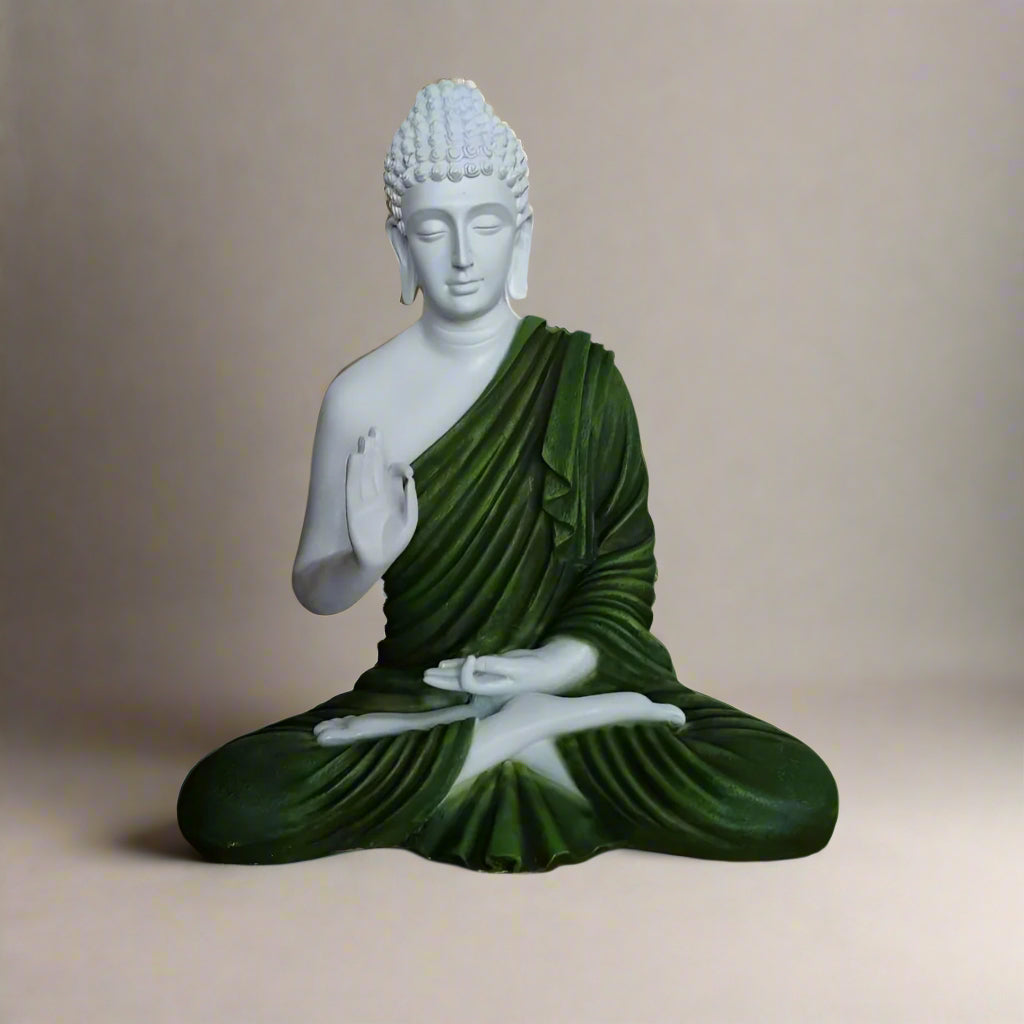 Green Polyresin Fiber Buddha Statue 12*24