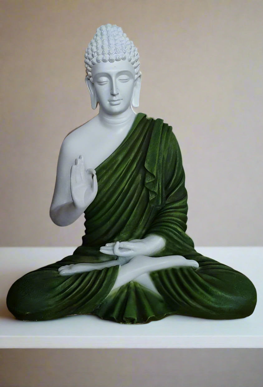 Green Polyresin Fiber Buddha Statue 12*24