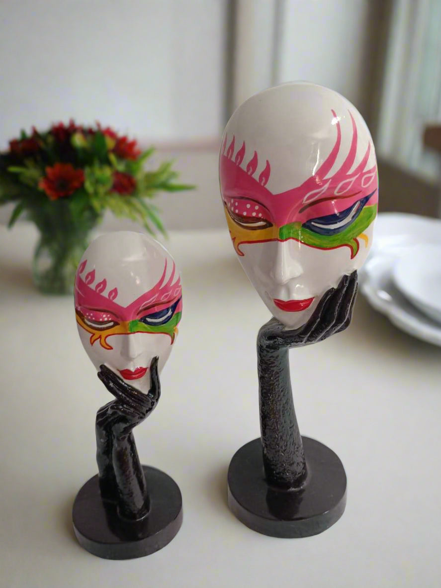 Pink Polyresin Abstract Face-V Home Decor