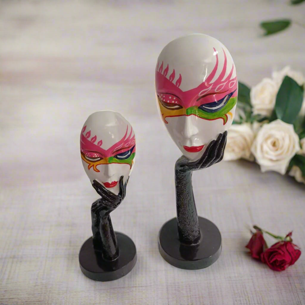 Pink Polyresin Abstract Face-V Home Decor