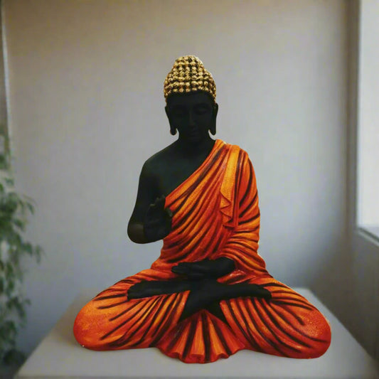 Orange Black Polyresin Buddha Statue 24*36