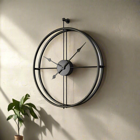 Black double pipe Clock 30*30