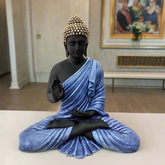 Black Blue Polyresin Fiber Buddha Statue 12*24