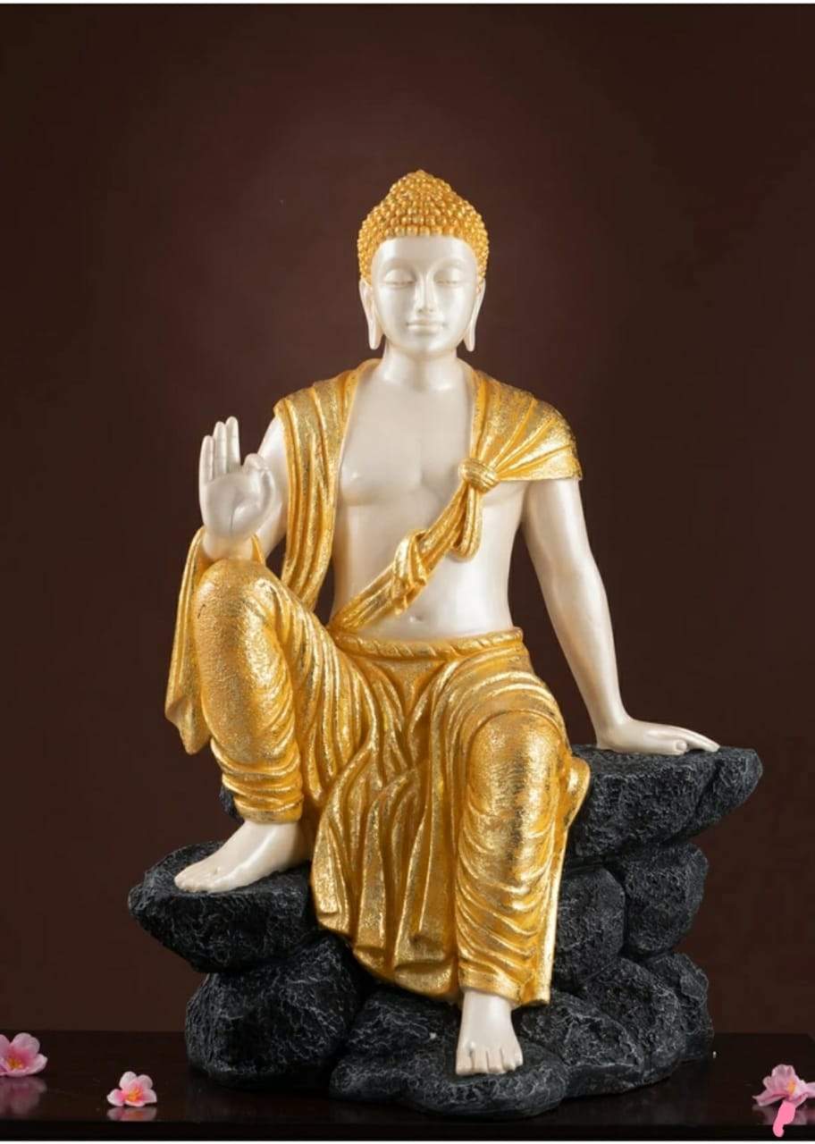 Golden Antiq Color Polyresin Buddha Statue 20*28