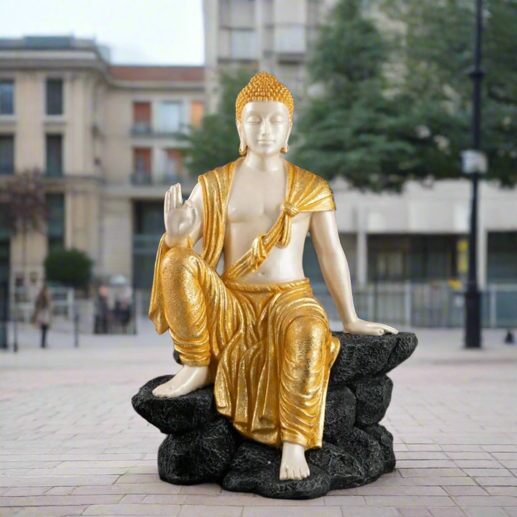 Golden Antiq Color Polyresin Buddha Statue 20*28