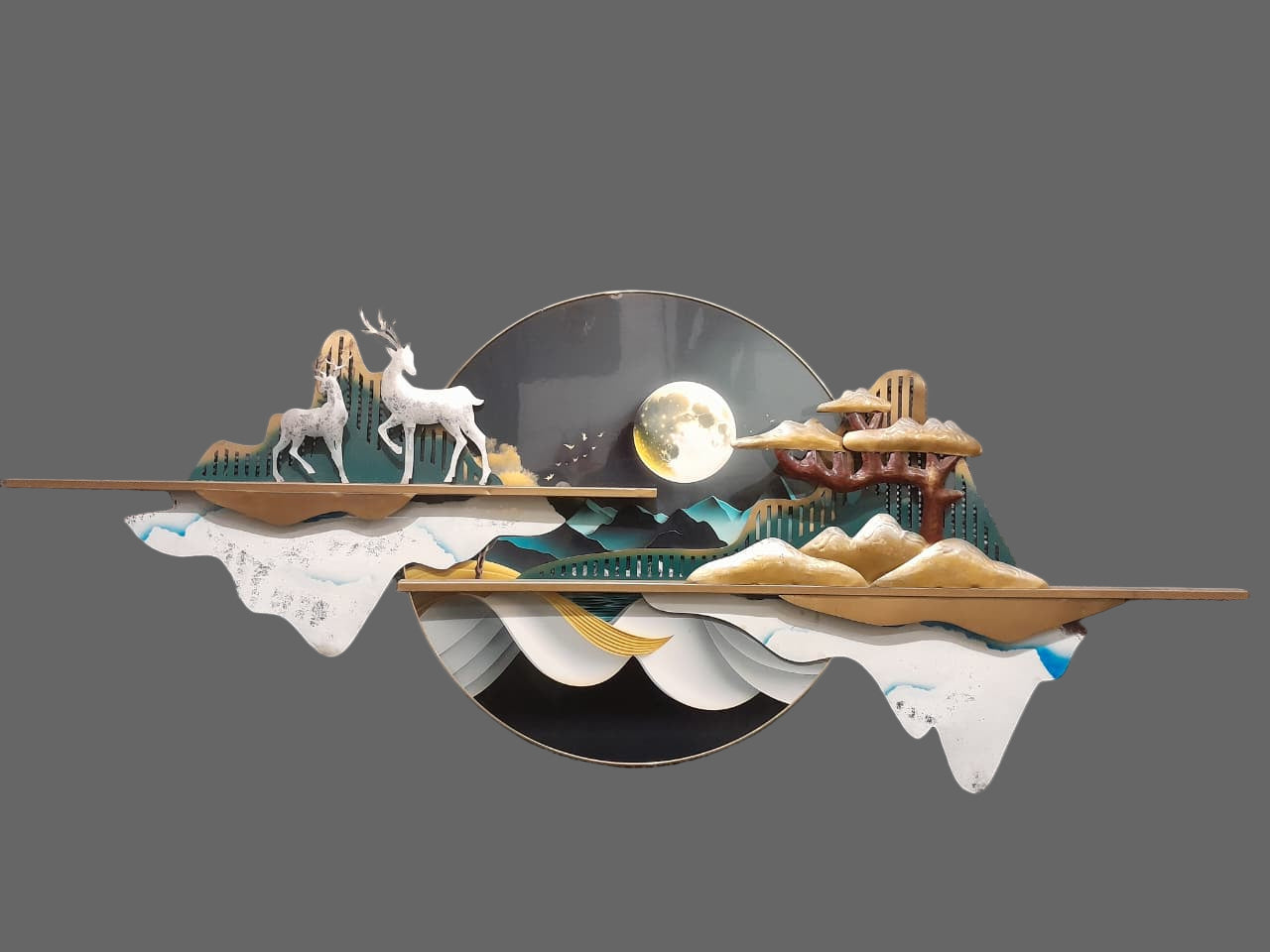 Chic Chat Deer Wall Decor Iron and Steel 67 Inch Length 3 Inch Width 31 Inch Height