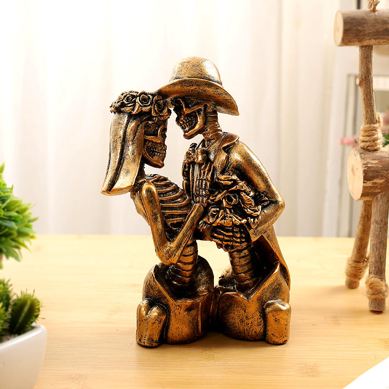 Couple Skull Resin Gothic Style Romantic Couple Ornament