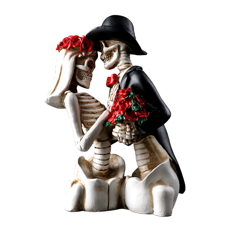 Couple Skull Resin Gothic Style Romantic Couple Ornament