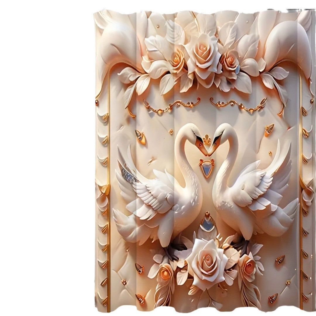 Creative 3D Swan Shower Curtain America Europe-V Home Decor