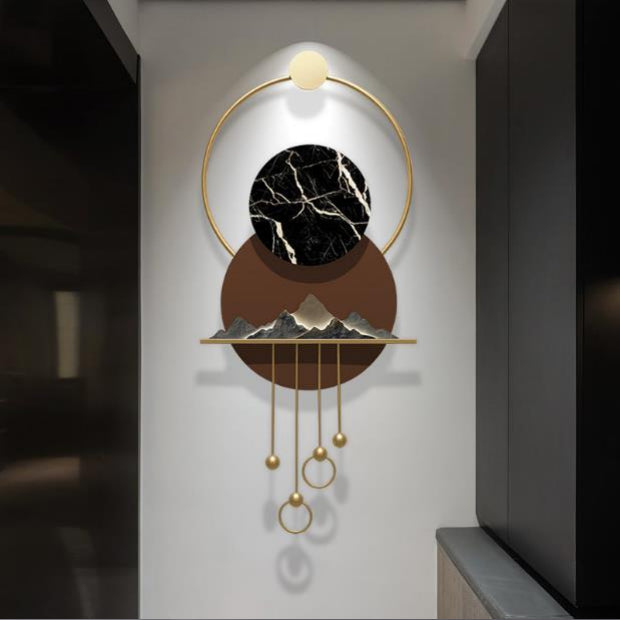 Set Of Circle With Mountain Wall Decor 24*48