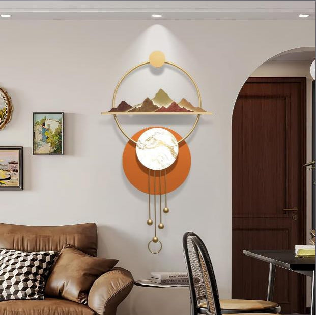 Set Of Circle With Mountain Wall Decor 24*48*1